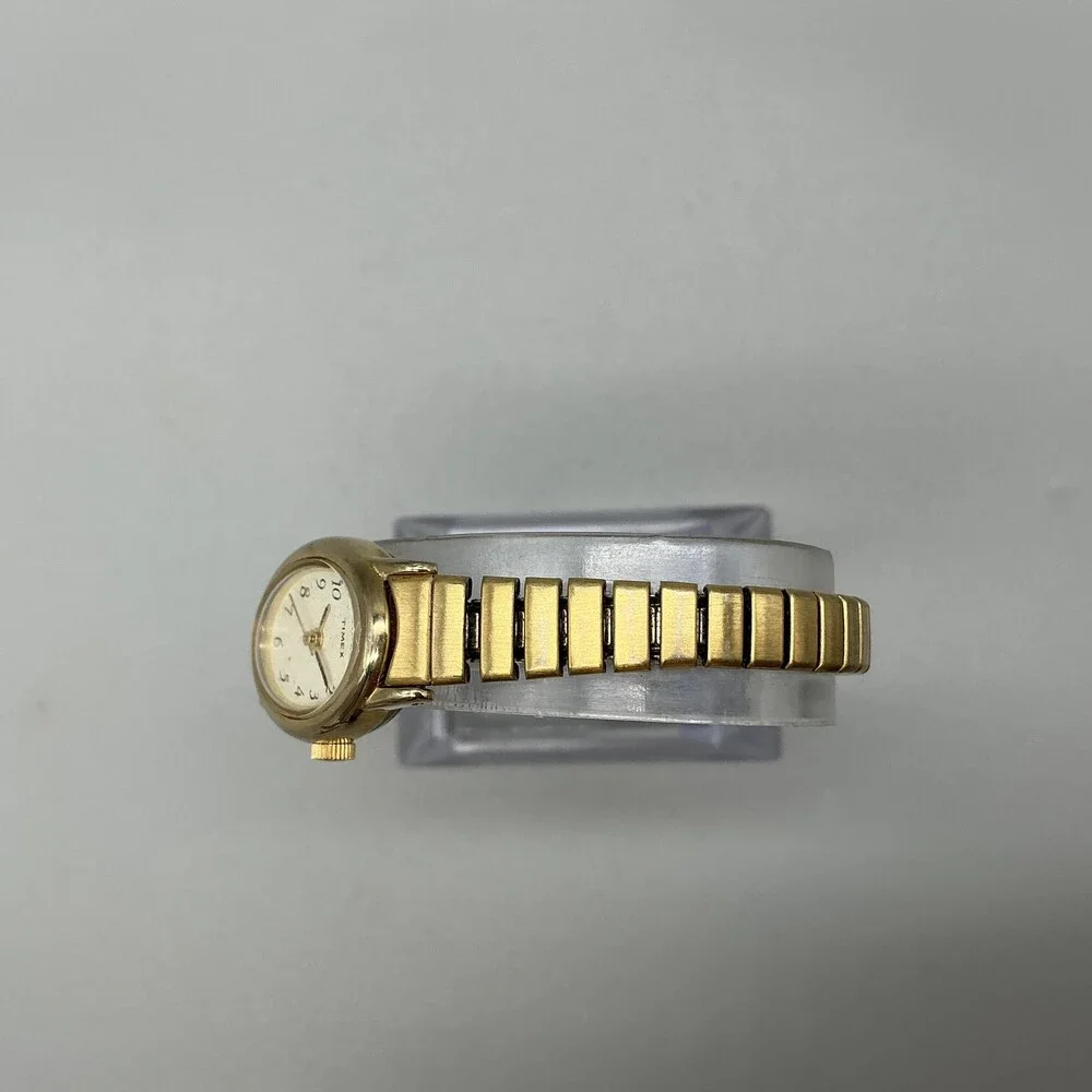 Timex Womens Watch 18mm Oval Cream Dial Gold Tone Expansion Band New Battery